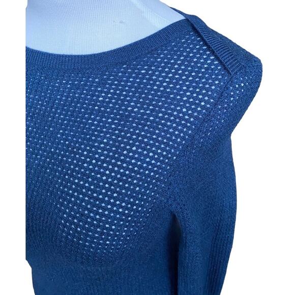 APC Rue Madame Blue Textured Knit Sweater Women S M long sleeve Blouse Fitted - Picture 4 of 9